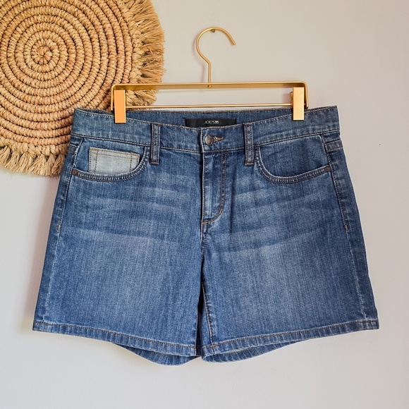 Joe's Jeans, New, Reverse Hem Blue Mid Rise Jean Denim Shorts, Size 28 - Picture 1 of 8